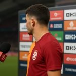 Noa Lang van Galatasaray in interviewsetting na een Champions League-wedstrijd