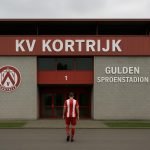 Stadionomgeving van het Guldensporenstadion bij KV Kortrijk tijdens een jubileumweekend.