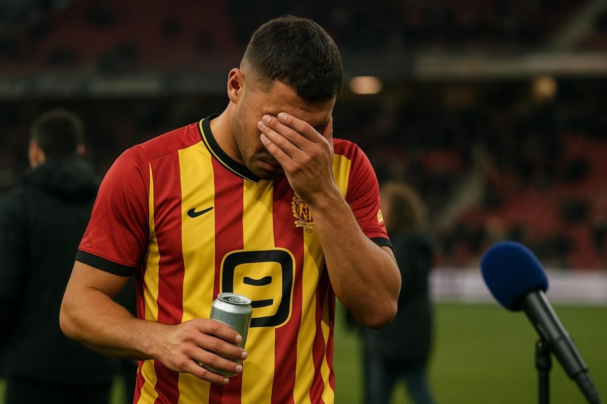 Benito Raman van KV Mechelen reageert emotioneel na de match