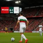 Sfeershot in een stadion tijdens de slotspeeldag met focus op spanning onderin